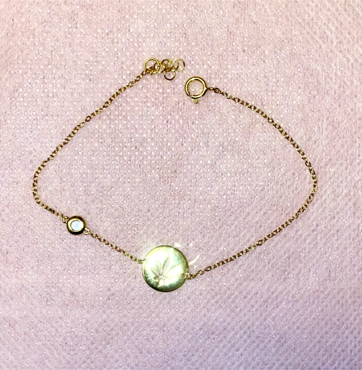 Gold tone silver 925 Leaf Bracelet