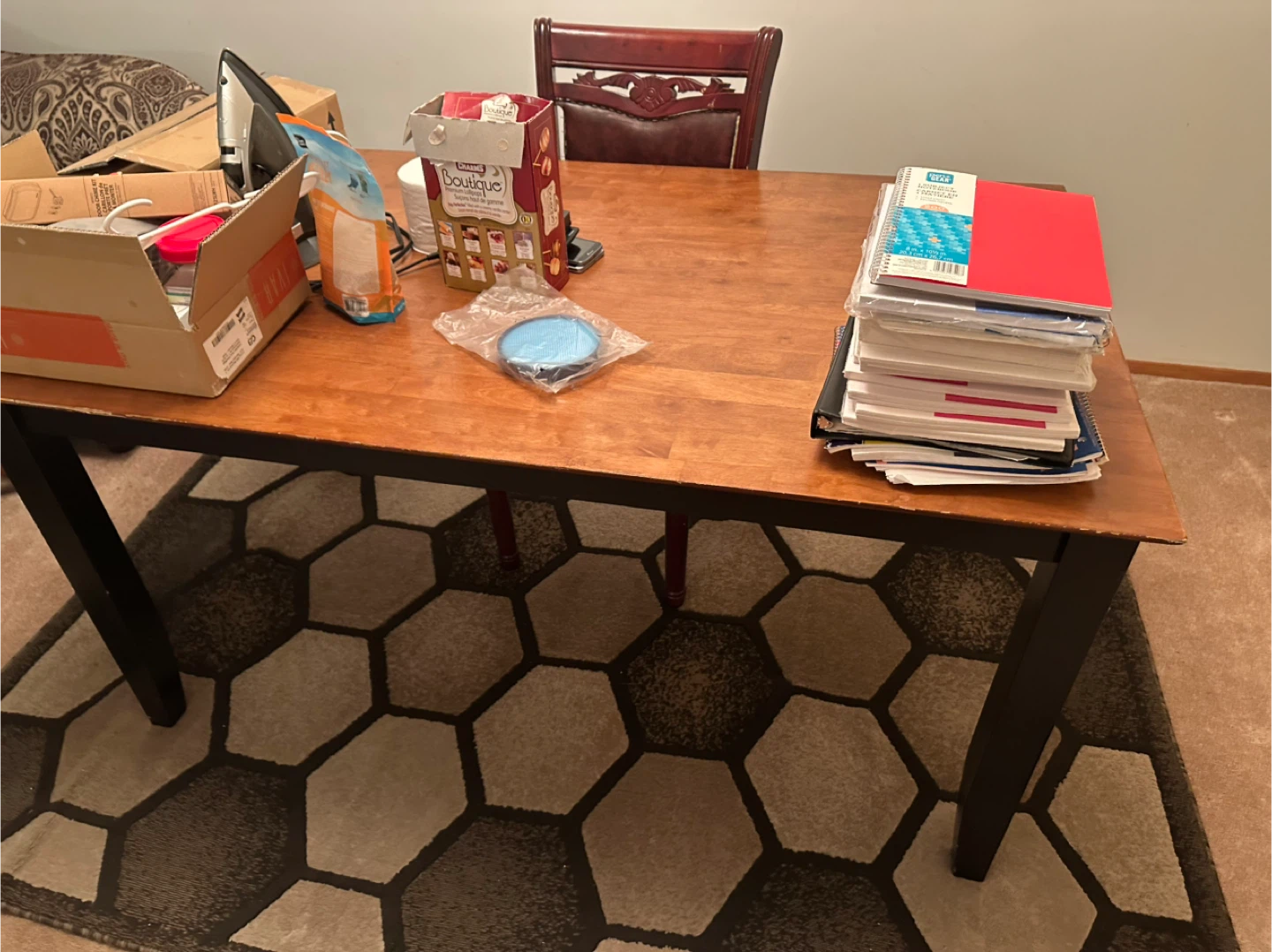 Dining Table - Wood Top & Black Legs