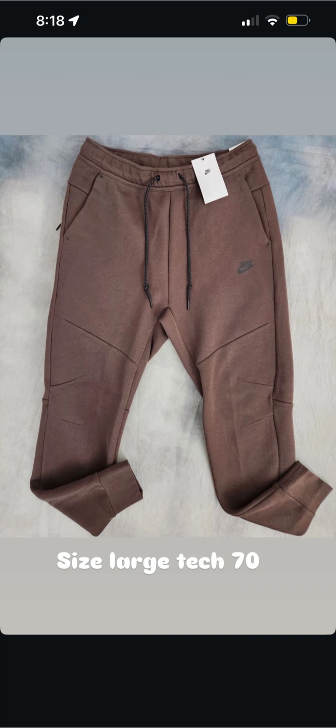 Nike Tech Fleece Pants, Size Large, Brown