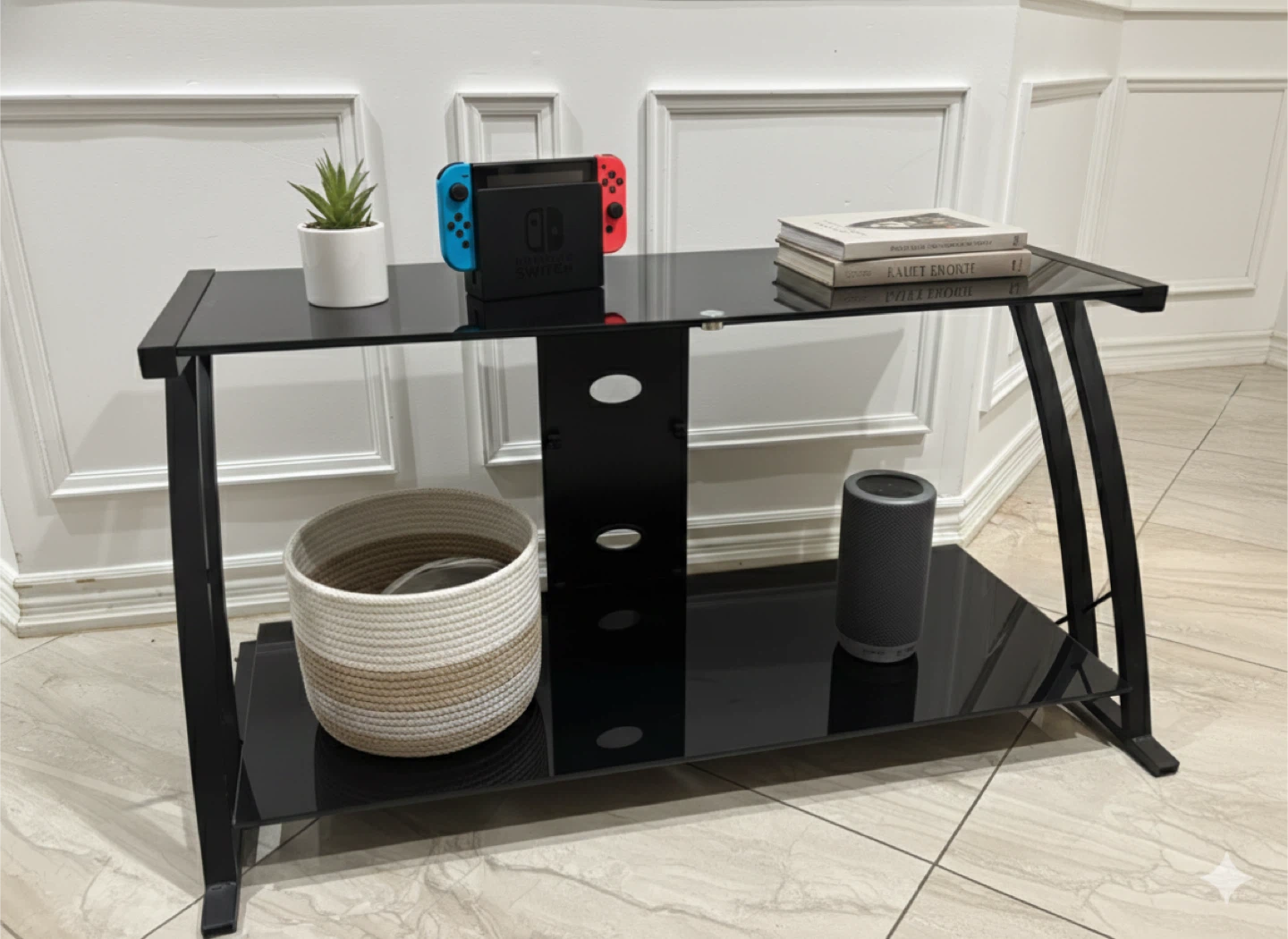 Black Glass TV Stand
