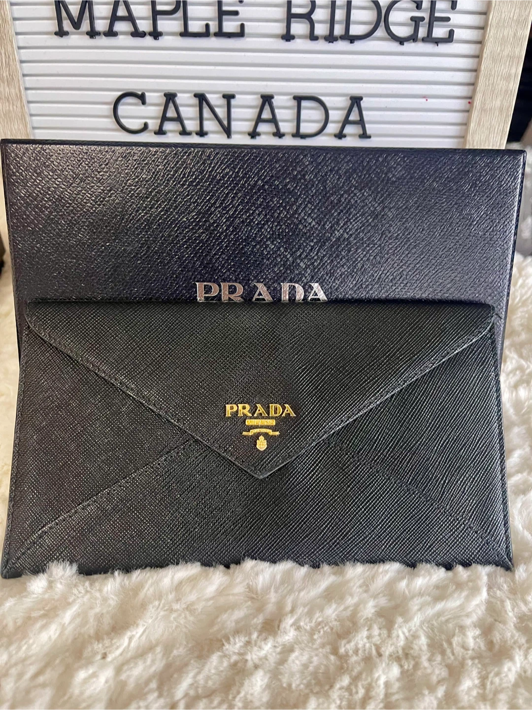 Prada Black Leather Envelope Wallet