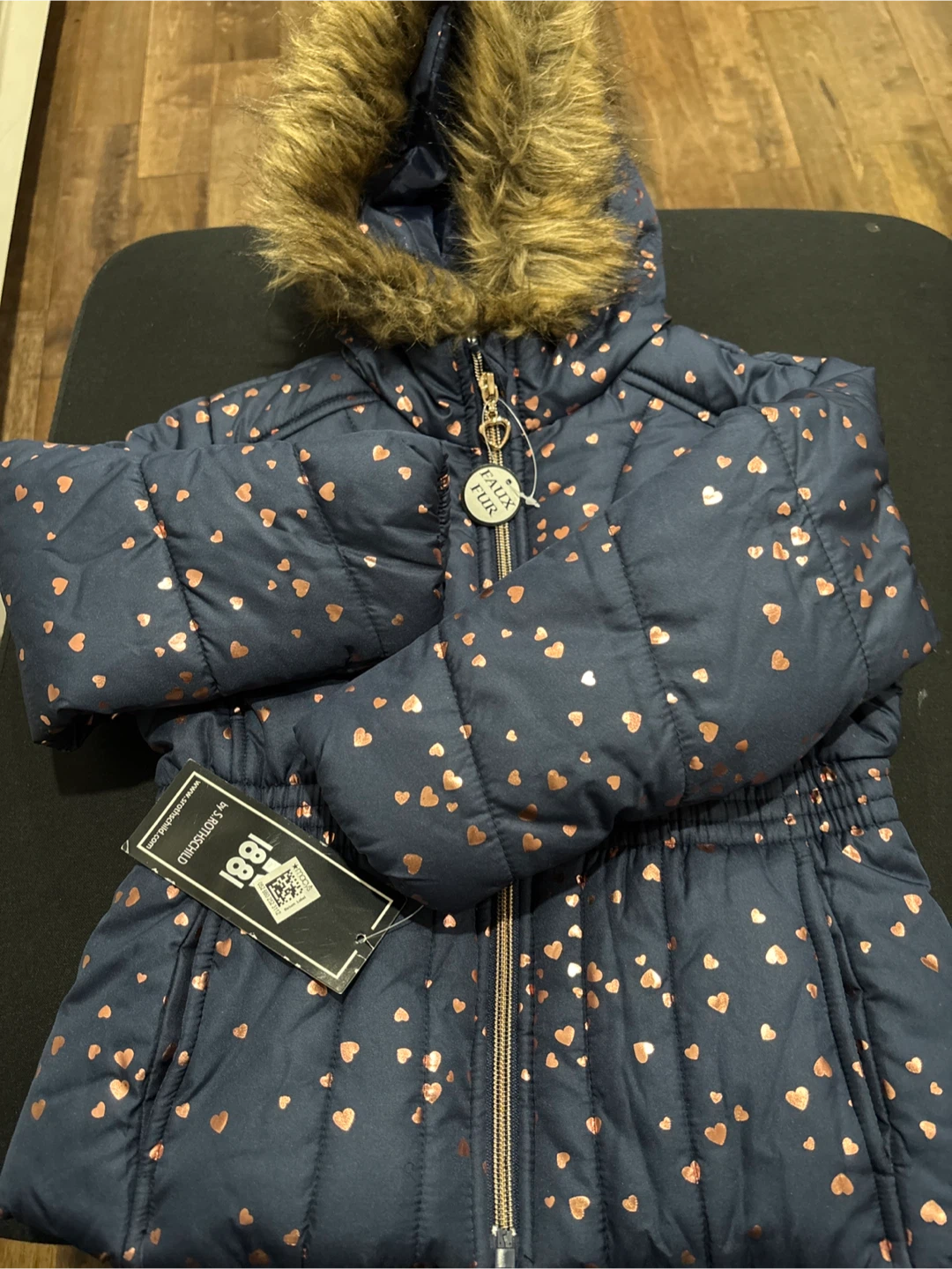 Holly & Beau Girls Navy Heart Puffer Jacket - photo 2