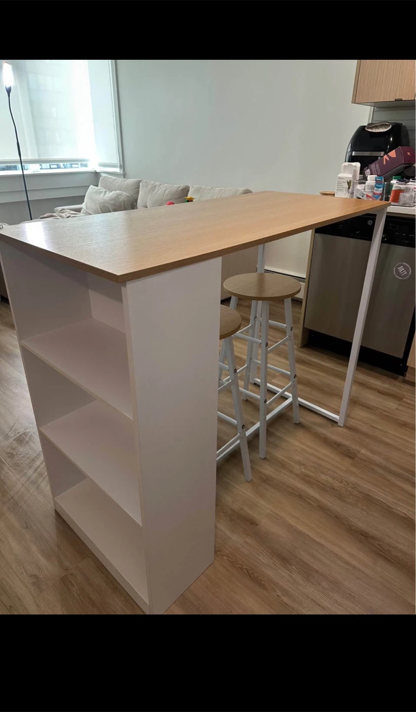 Kitchen Island with 2 Bar Stools - photo 2