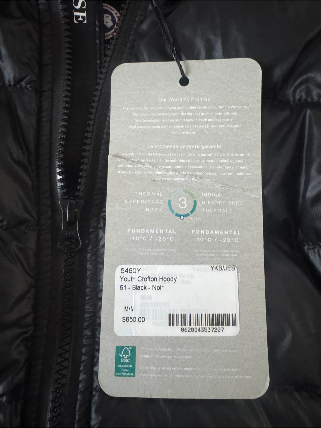 YOUTH Canada Goose Youth Crofton Hoody - Black - Size M/M - photo 2