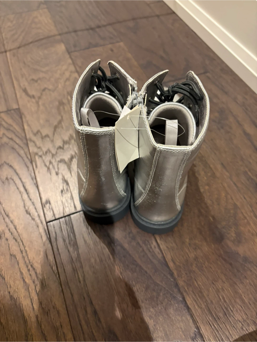 New GAP Silver Lace Up Boots - Size 4 - photo 2