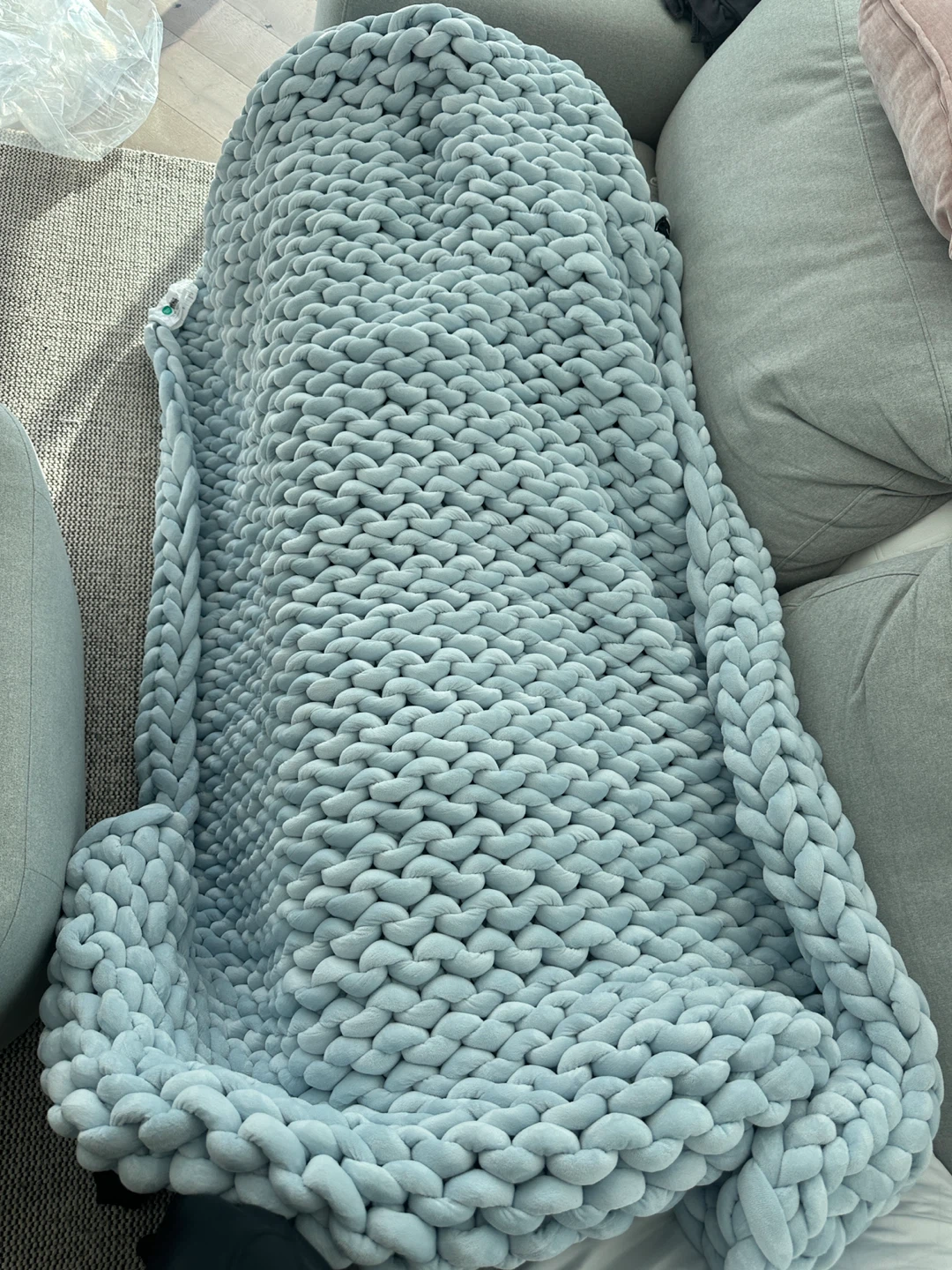 Hush Knit Weighted Blanket - Baby Blue - photo 2