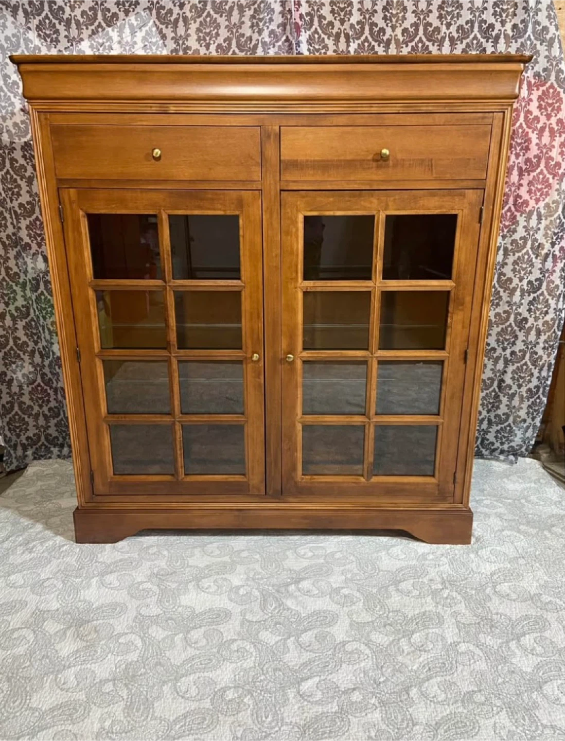 Wooden Display Cabinet with Glass Doors