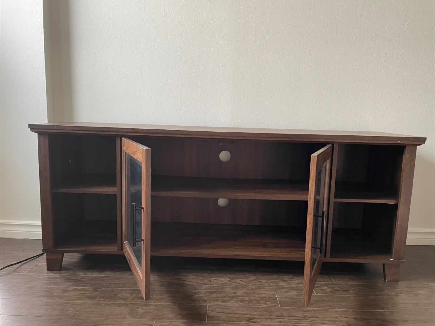 Brown TV Stand with Glass Doors - photo 3
