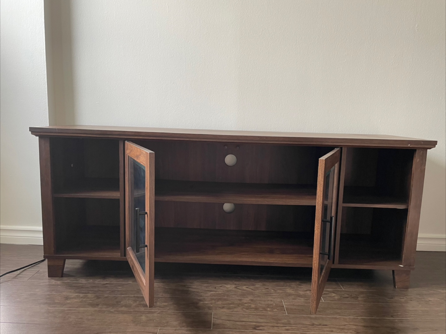 Brown TV Stand with Glass Doors - photo 4