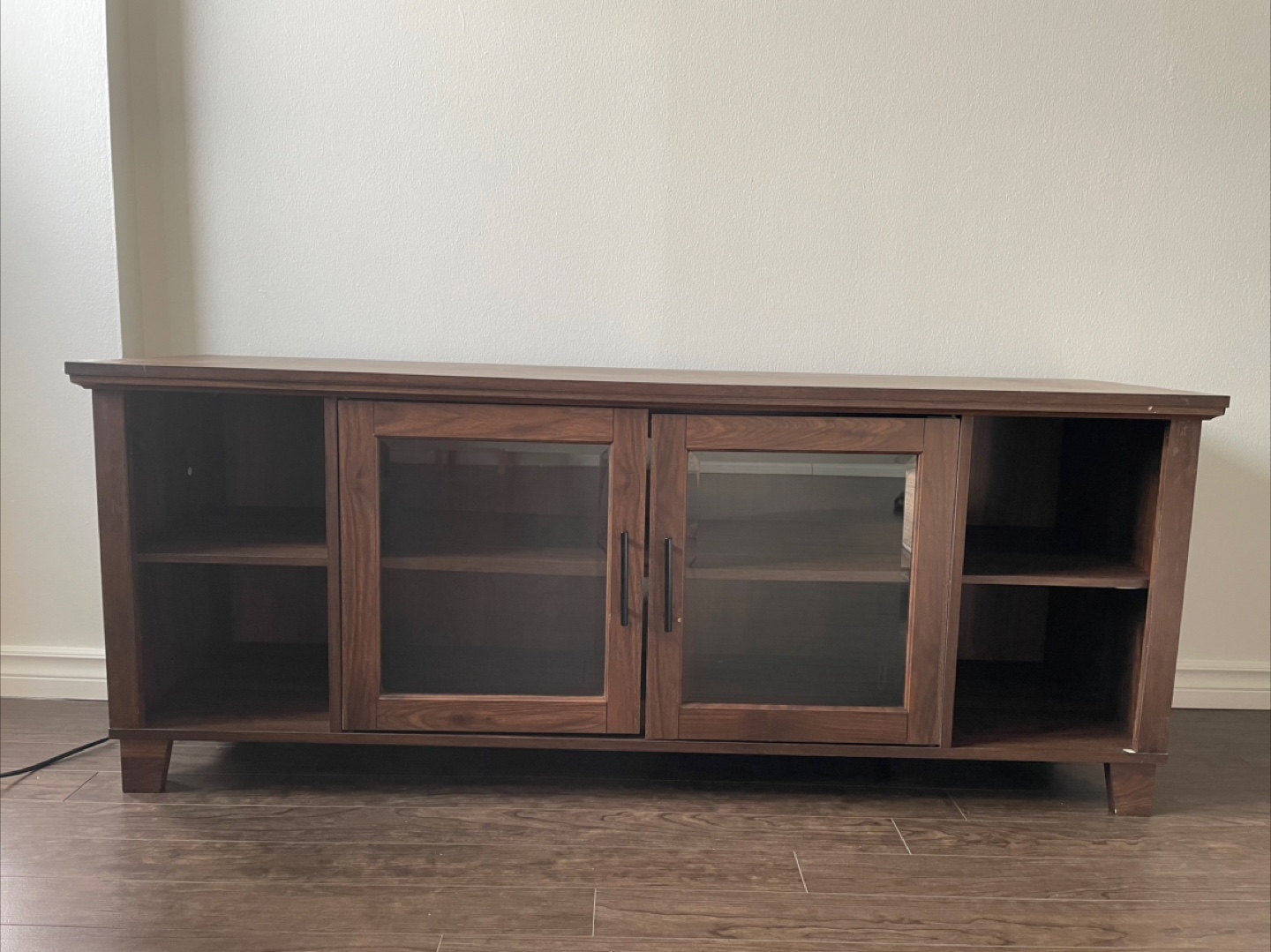 Brown TV Stand with Glass Doors - photo 2
