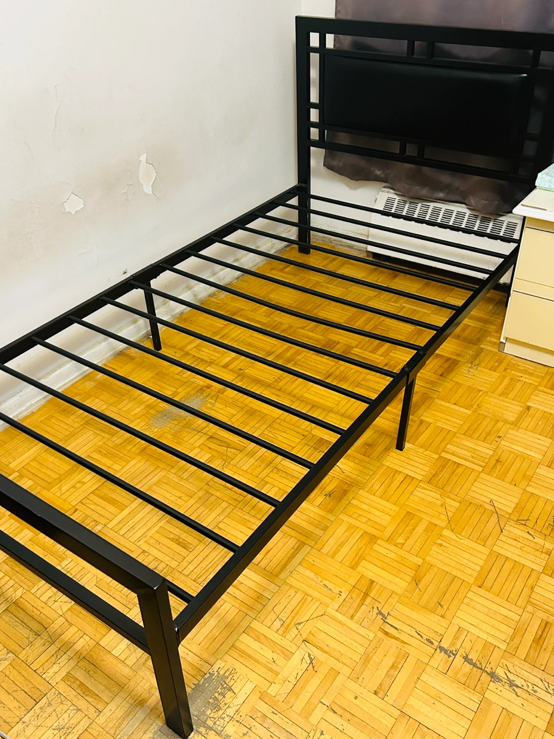 Black Metal Twin Bed Frame with Headrest - photo 2