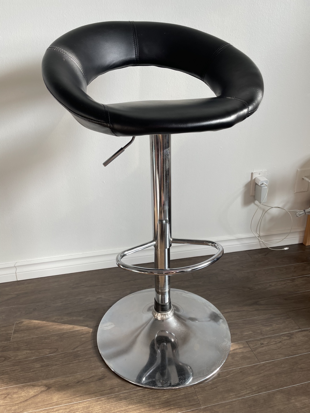 Black Adjustable Bar Stool - photo 2