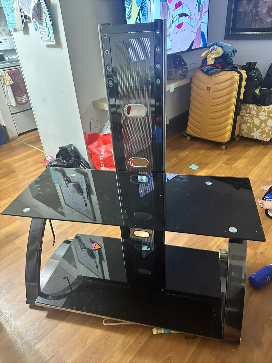 Black Glass TV Stand - photo 2