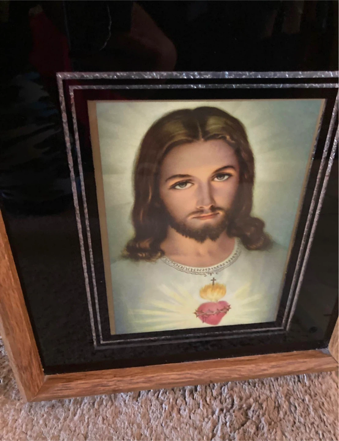 Framed Clock with Jesus Picture - photo 3