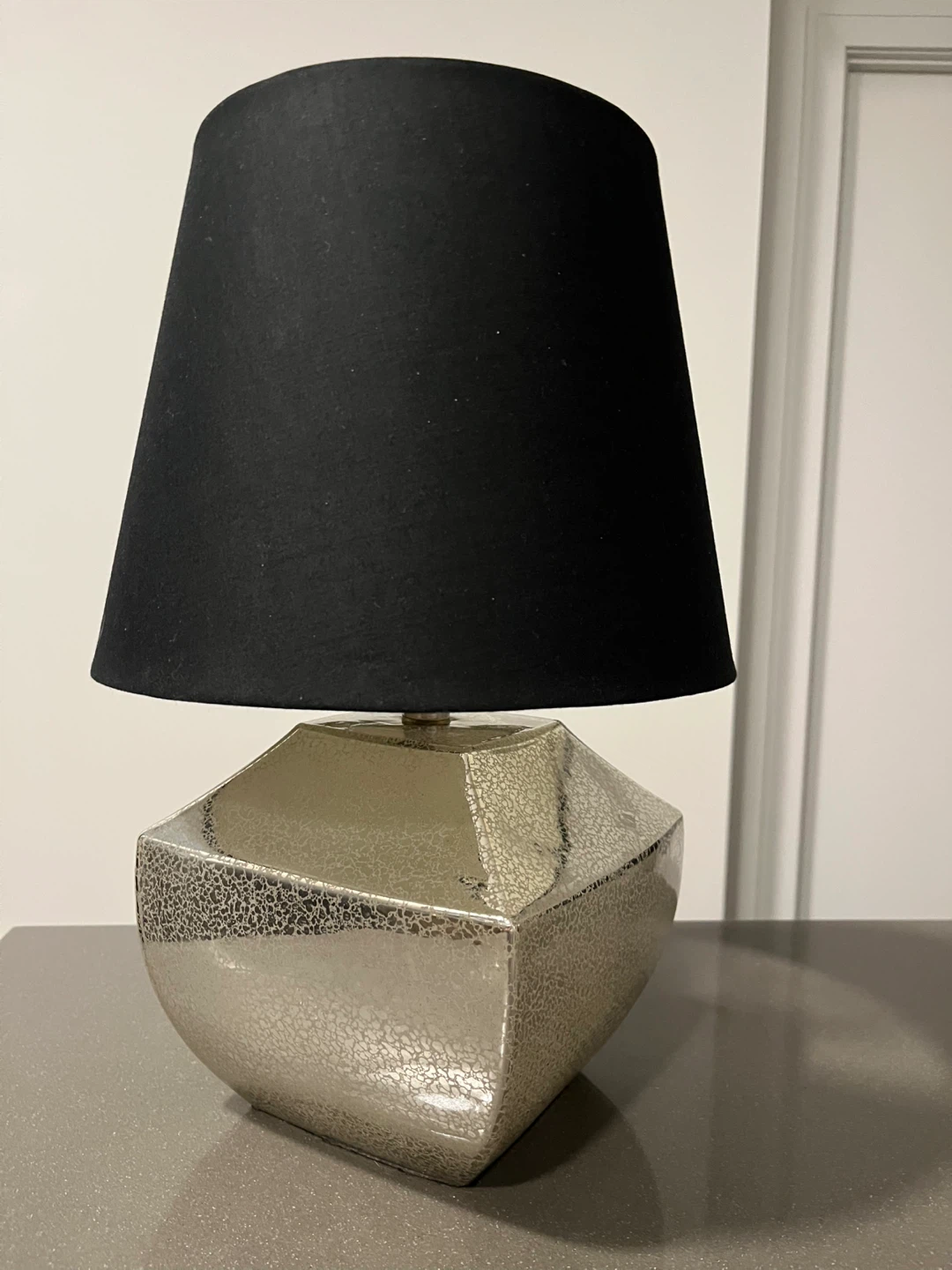 Silver Table Lamp with Black Shade - photo 2