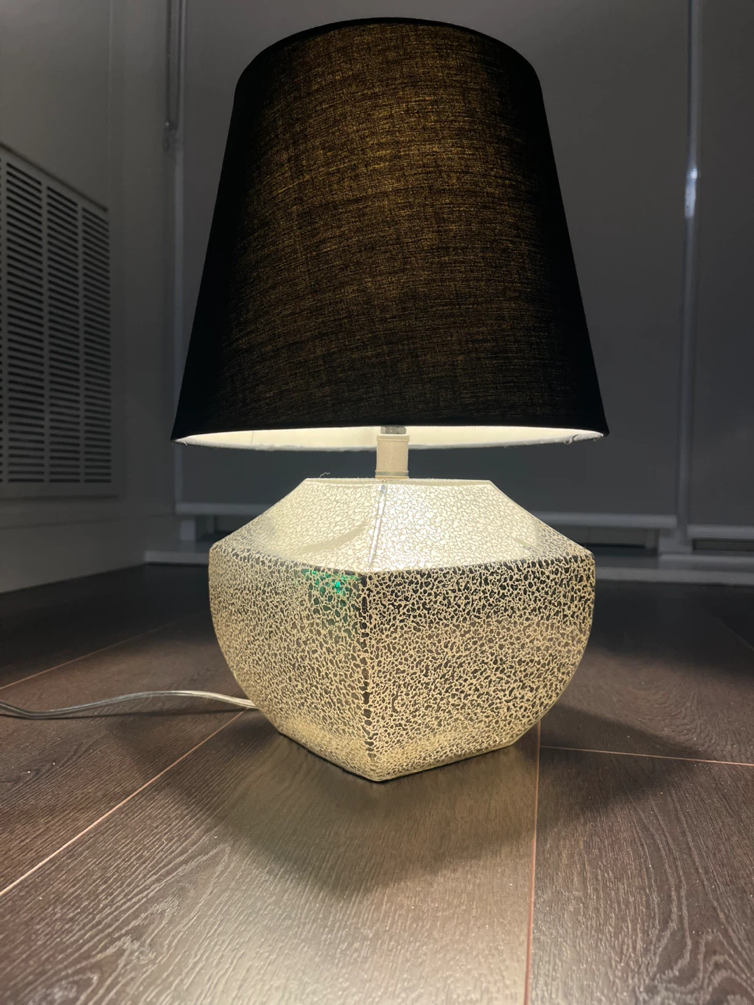 Silver Table Lamp with Black Shade