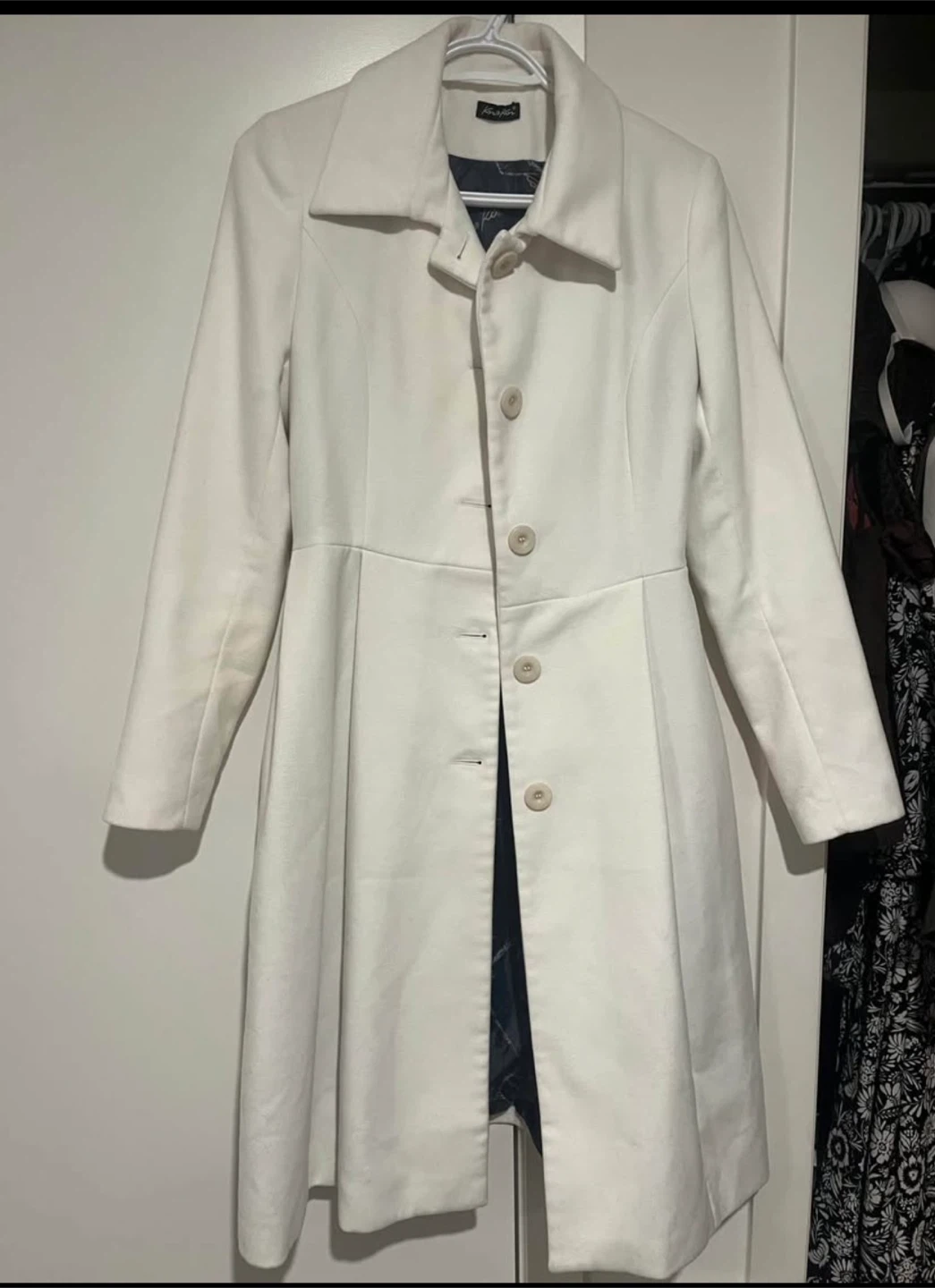 White Wool Blend Coat
