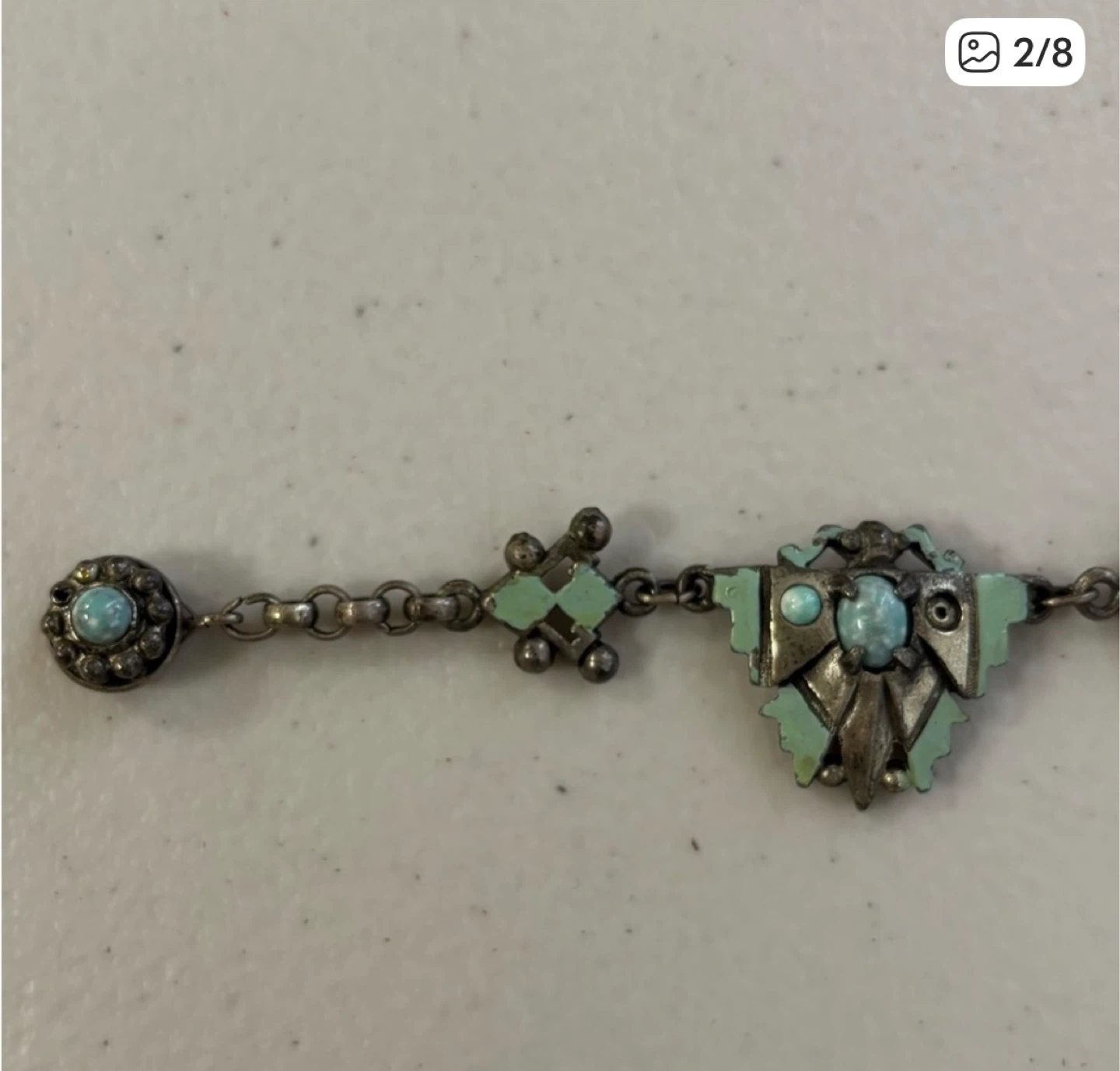 This is a vintage Zuni turquoise squash blosso - photo 2
