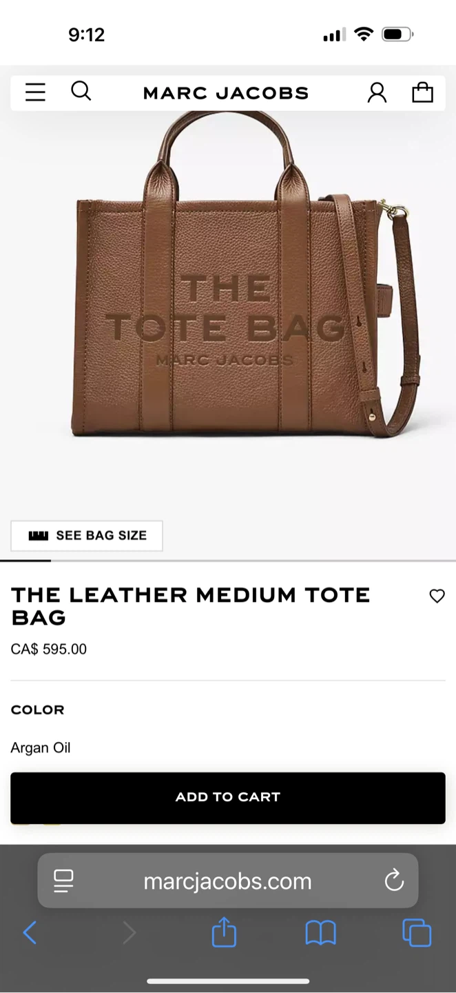 New Marc Jacobs The Leather Medium Tote Bag Argan Oil