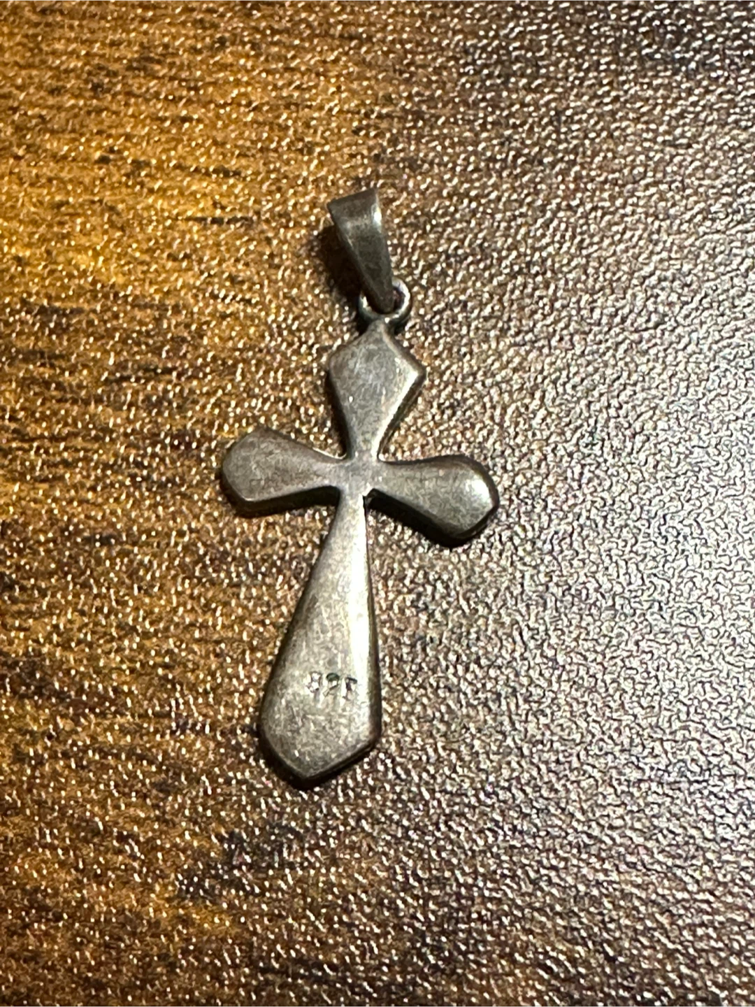 Sterling Silver Blue Stone Cross Pendant - photo 2
