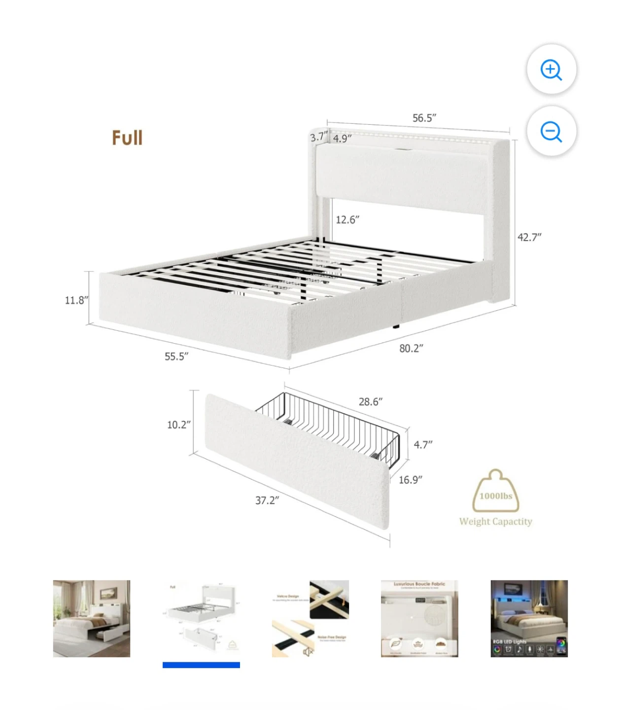 Brand New! Full-Size Upholstered Bed Frame with Storage. - photo 2