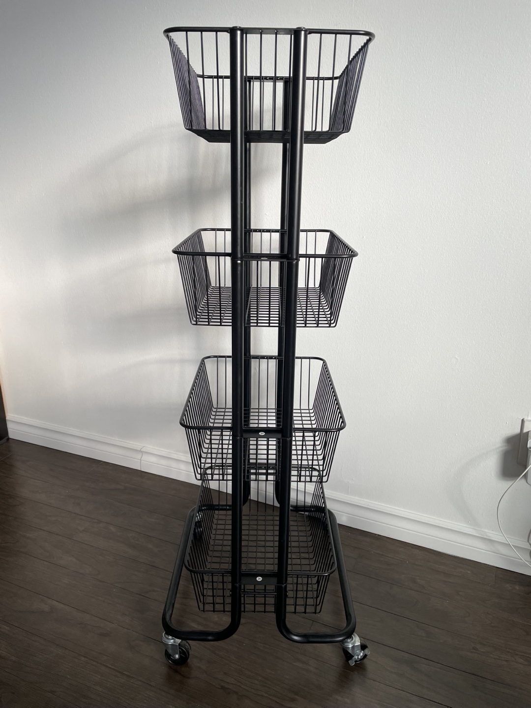 Black Metal Rolling Basket Storage Cart - photo 2