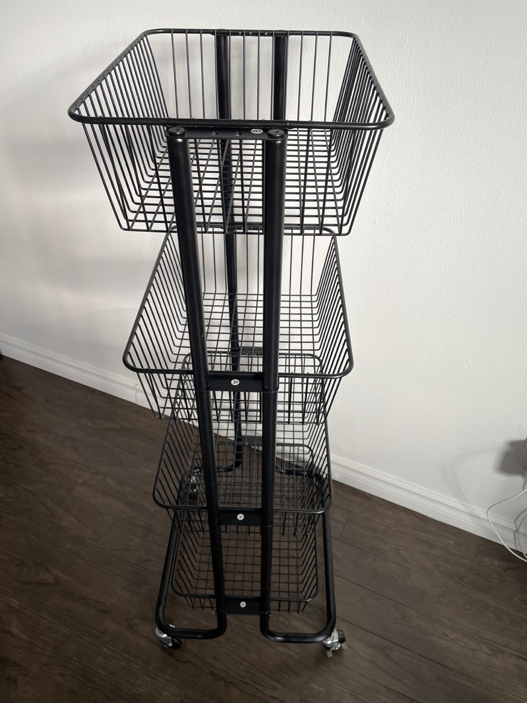 Black Metal Rolling Basket Storage Cart - photo 4