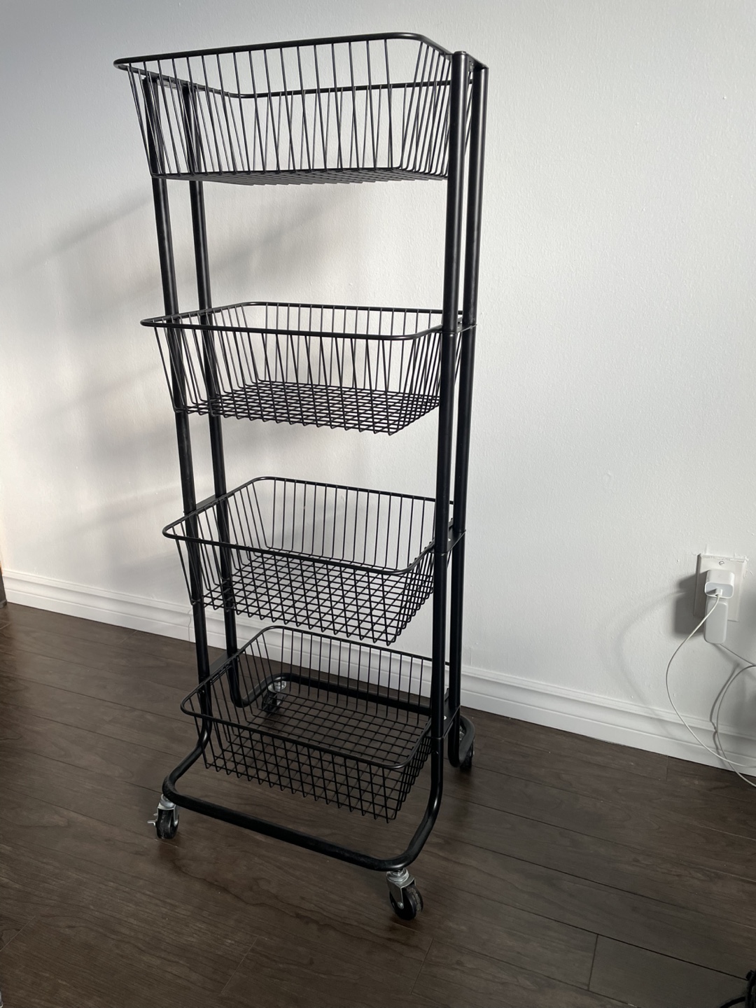Black Metal Rolling Basket Storage Cart - photo 5