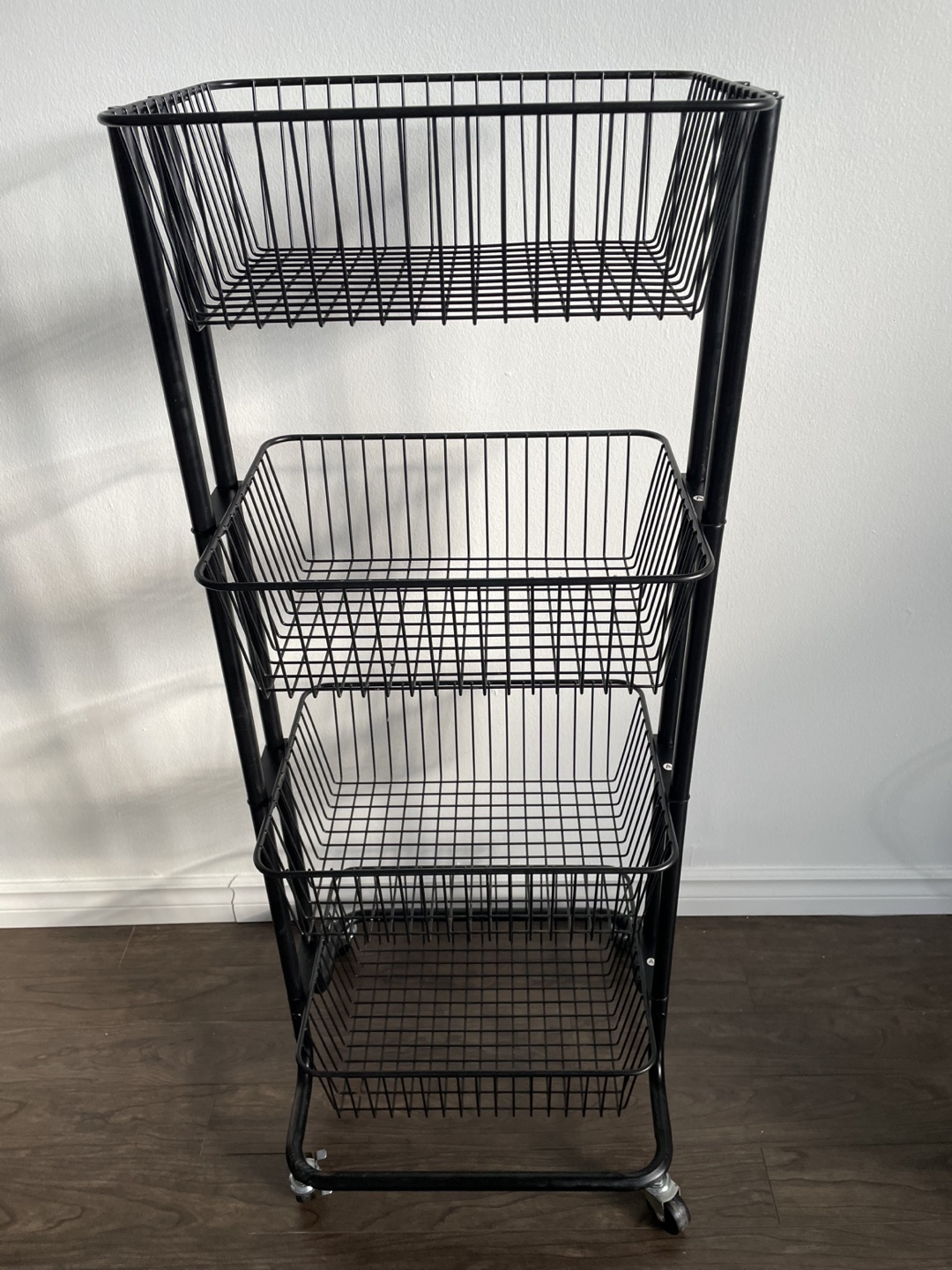 Black Metal Rolling Basket Storage Cart - photo 3