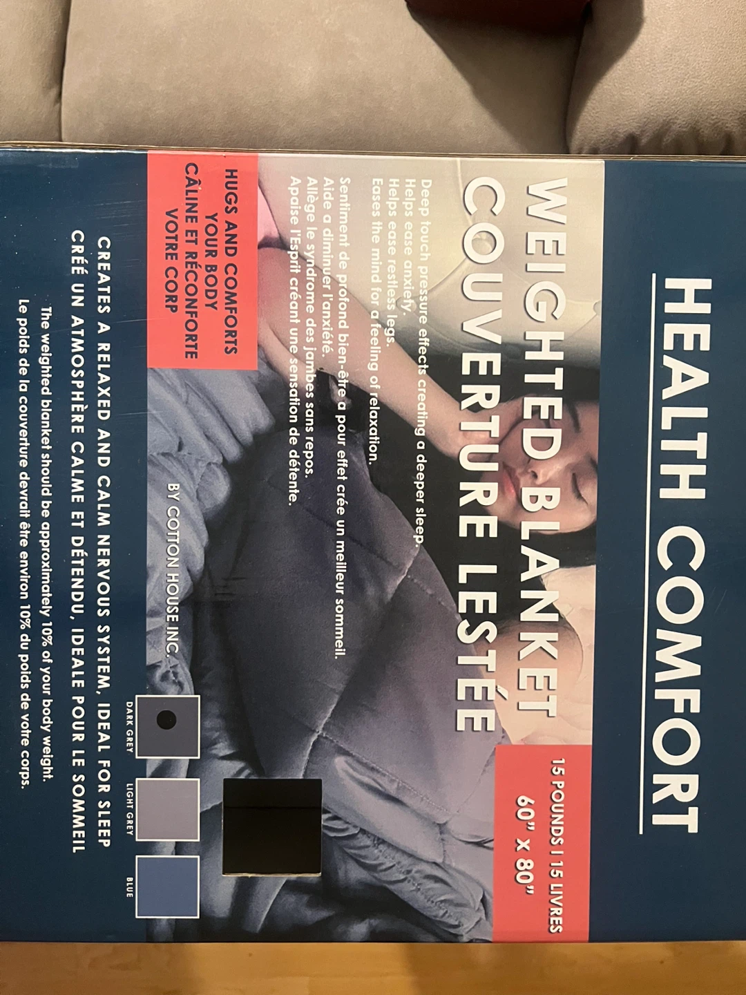 Health Comfort Weighted Blanket 15 lbs, 60"x80"