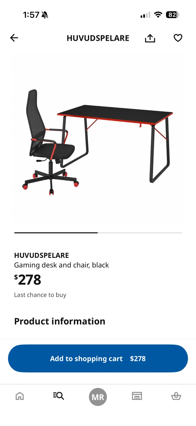 IKEA Matchspel Gaming Chair & Desk - Black/Red - photo 4