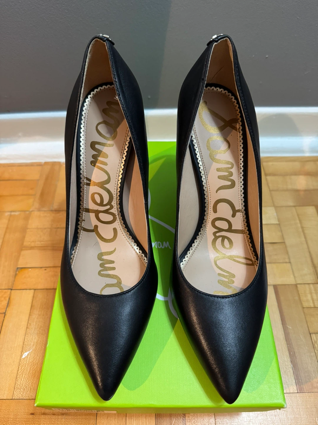 Sam Edelman Hazel Black Leather Pointed Toe Heels - Size 7.5 - photo 3