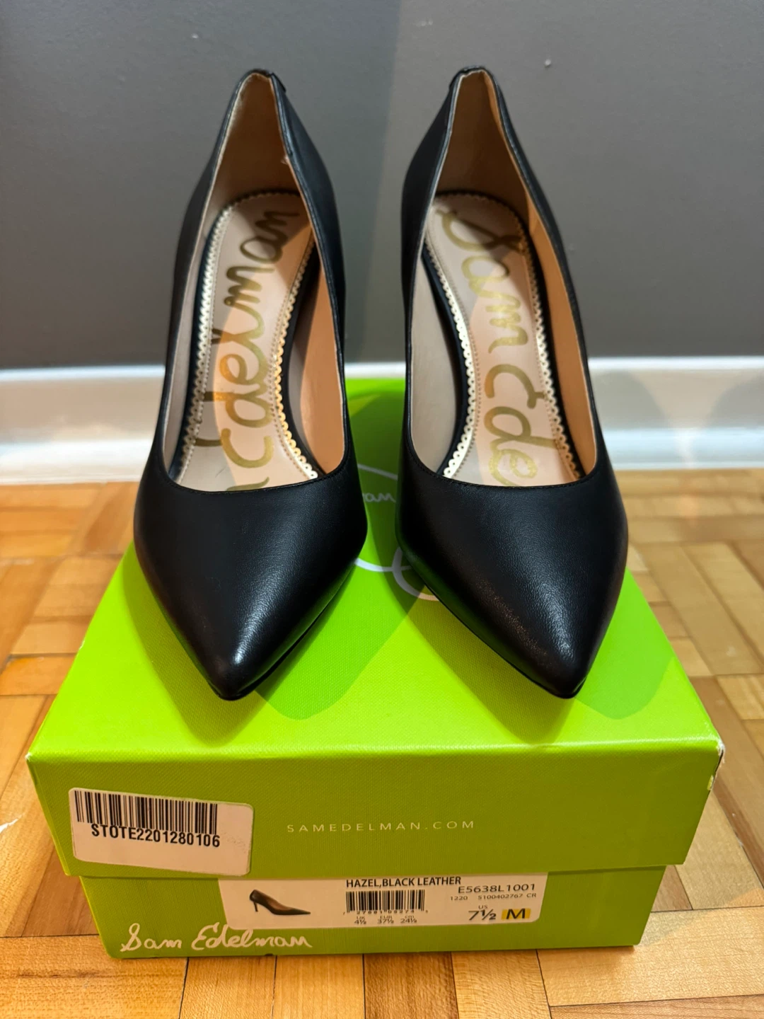 Sam Edelman Hazel Black Leather Pointed Toe Heels - Size 7.5 - photo 2