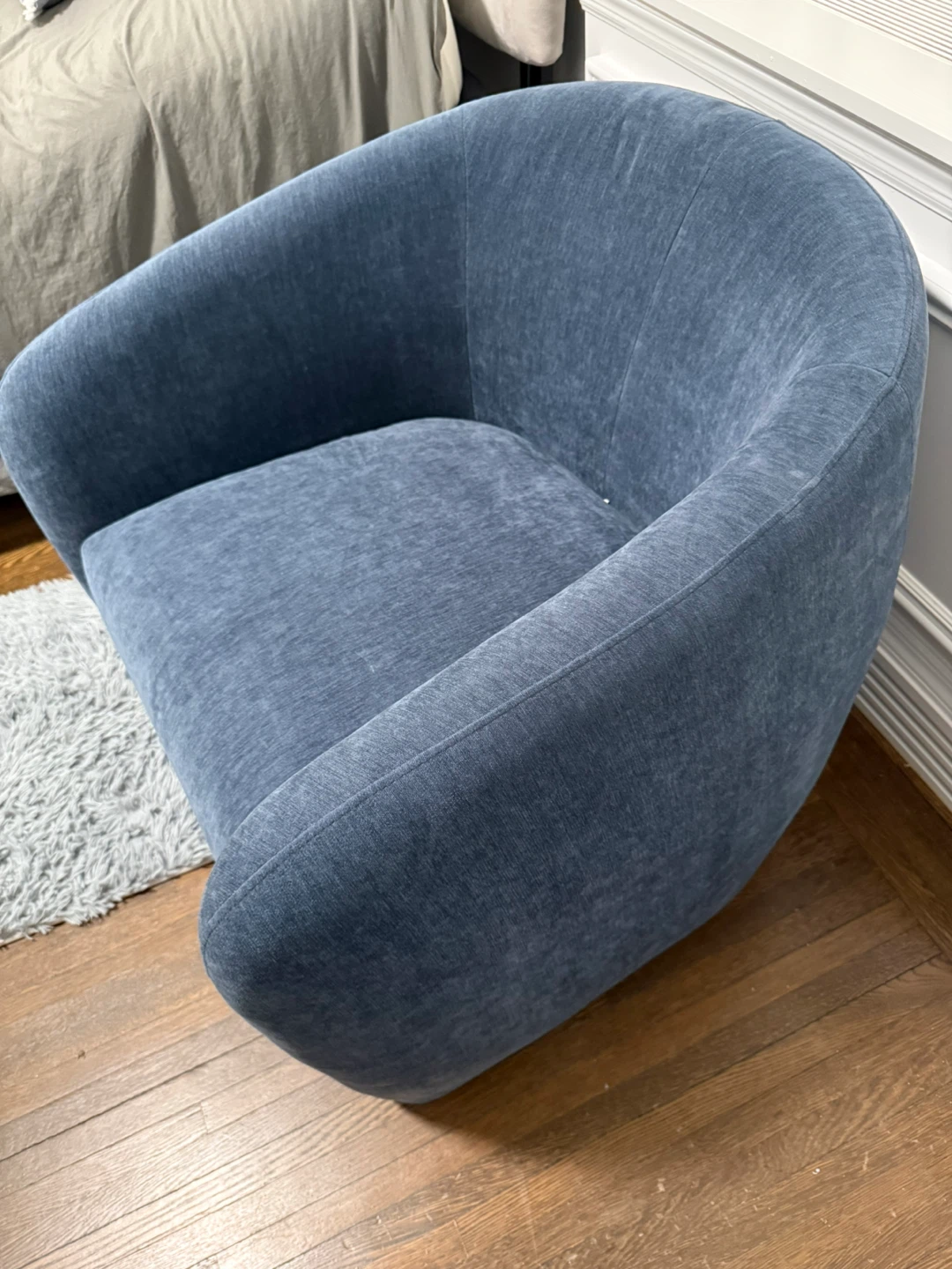 Blue Swivel Barrel Chair with Ottoman - photo 2