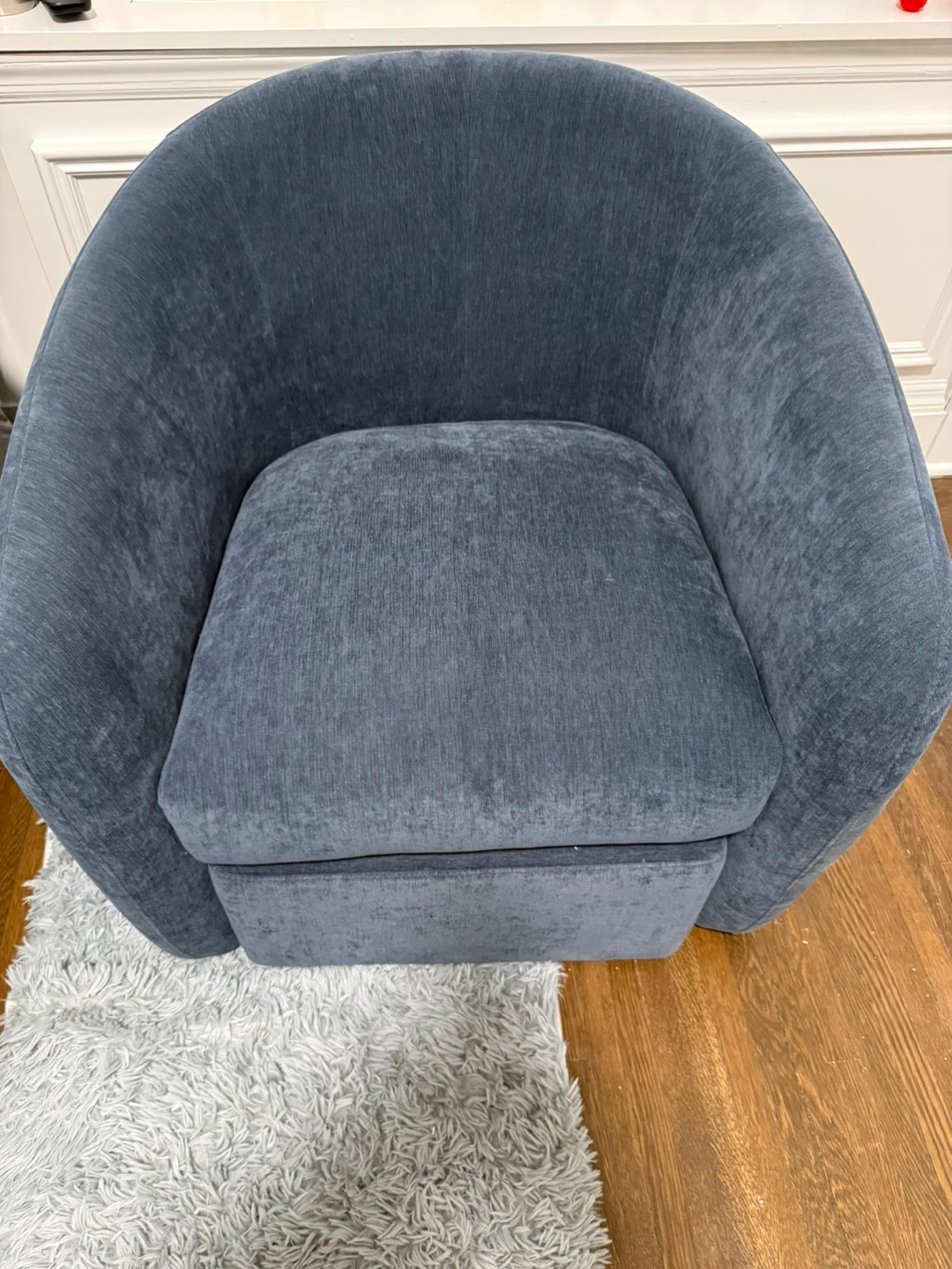 Blue Swivel Barrel Chair with Ottoman