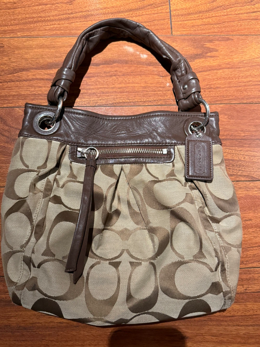 Coach Brown Leather & Canvas Handbag