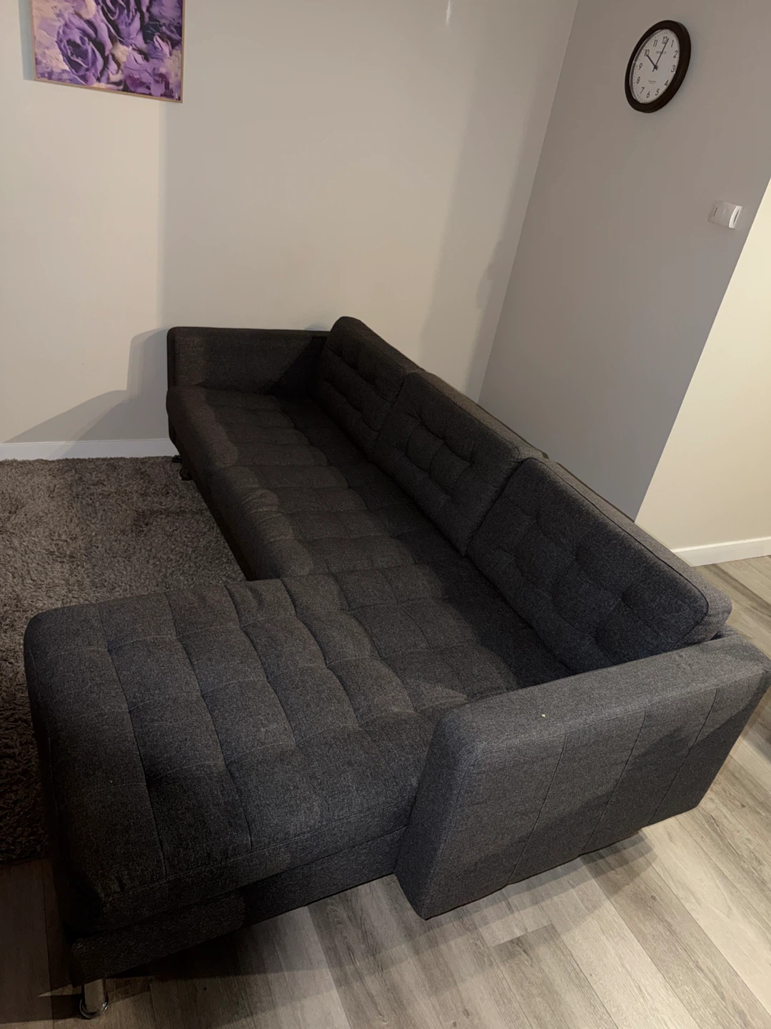 Grey Sectional Sofa with Chaise Lounge/Sofa bed - photo 2