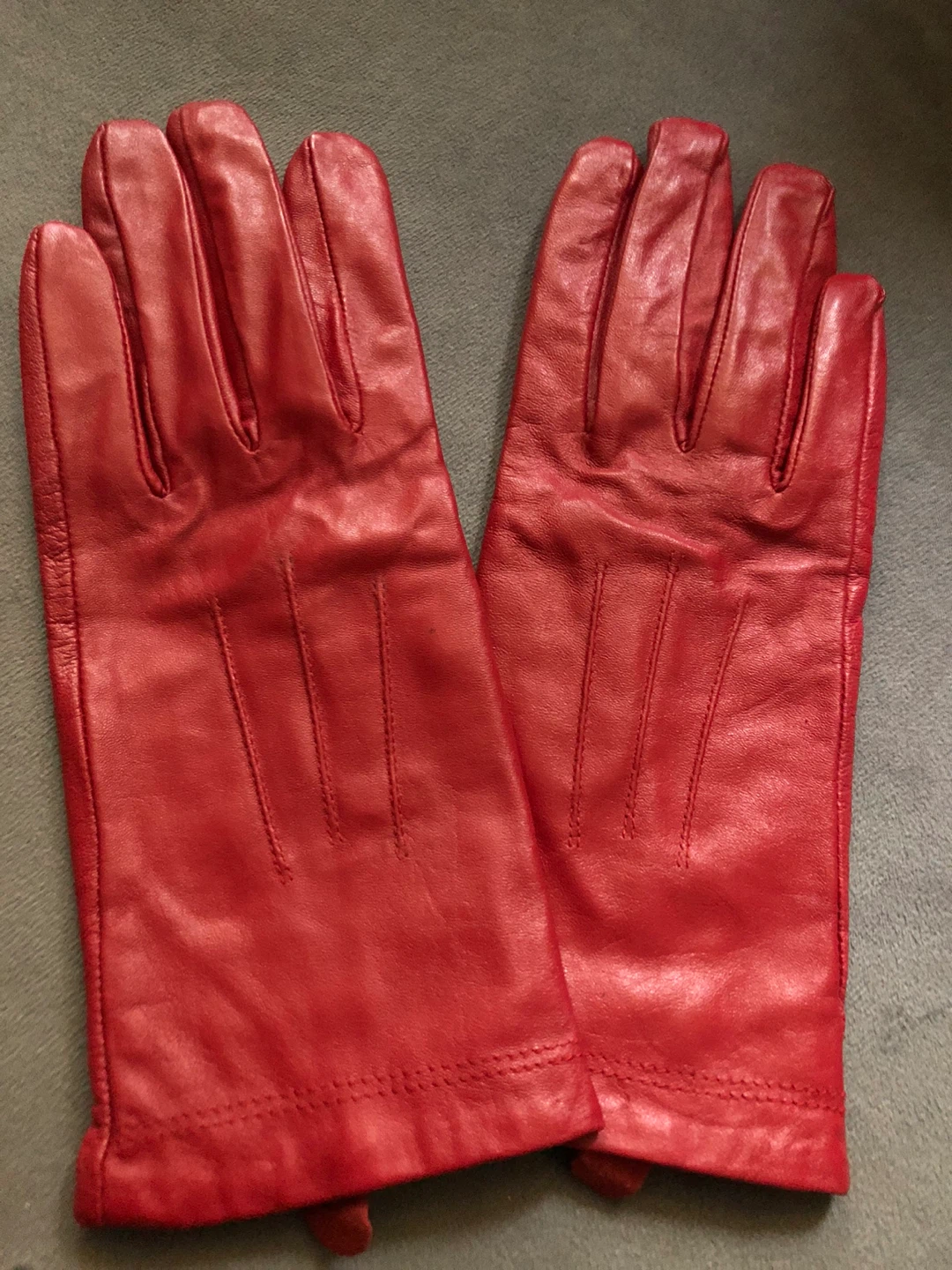 Red Leather Gloves, Small - photo 2