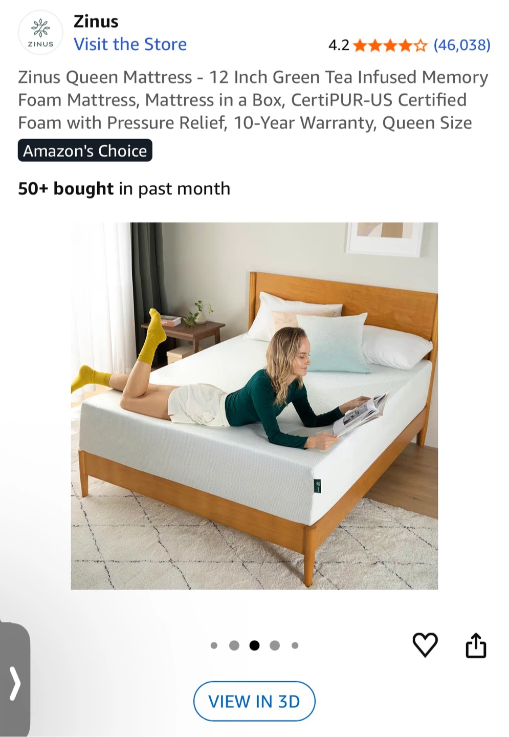 Zinus Queen 12-Inch Green Tea Memory Foam Mattress - photo 4