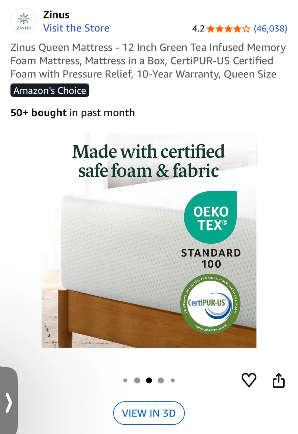 Zinus Queen 12-Inch Green Tea Memory Foam Mattress - photo 5