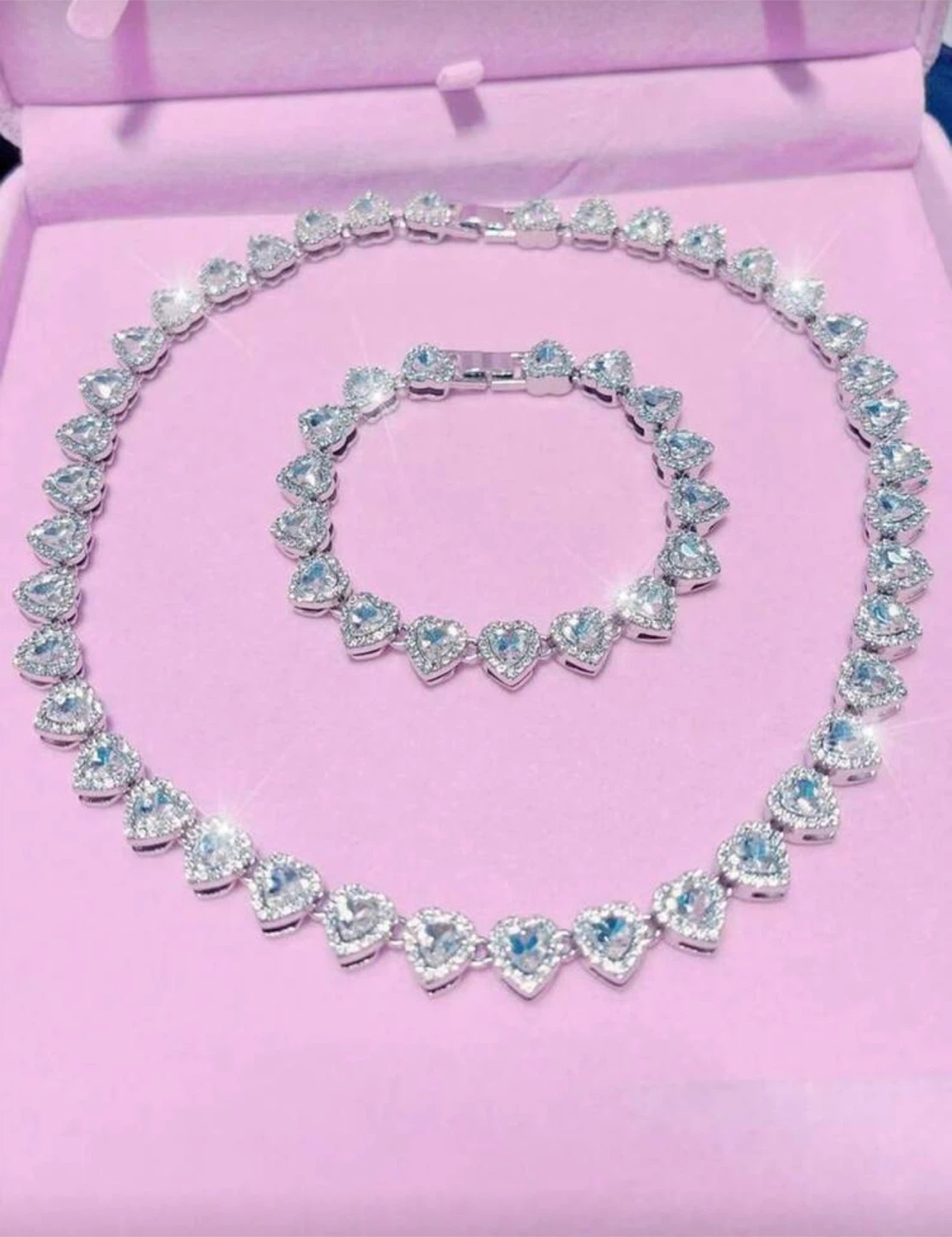 Heart Shape Diamond Necklace & Bracelet Set - photo 2