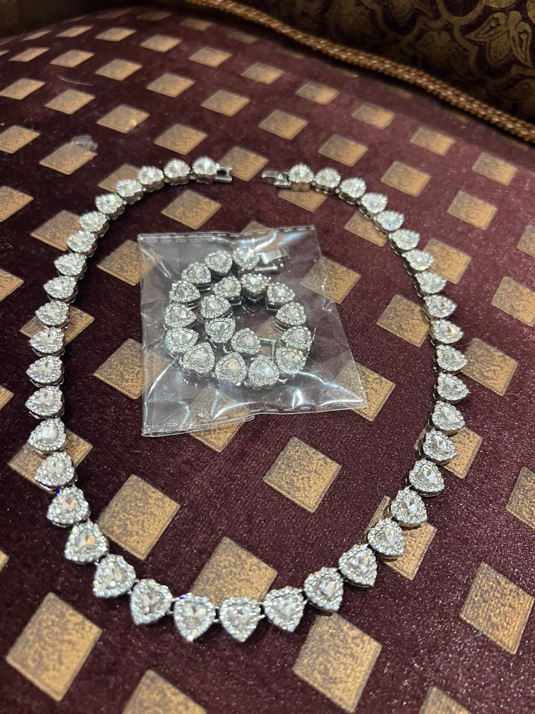 Heart Shape Diamond Necklace & Bracelet Set