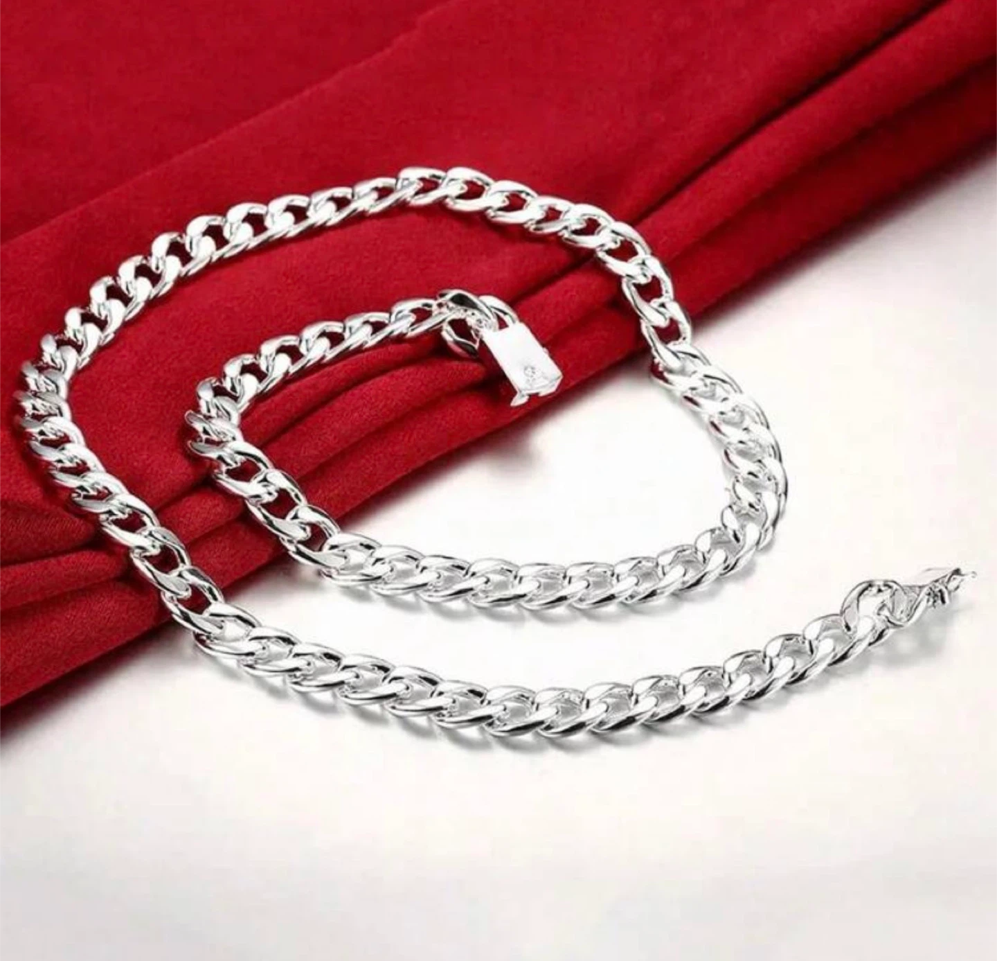Silver Curb Chain Necklace