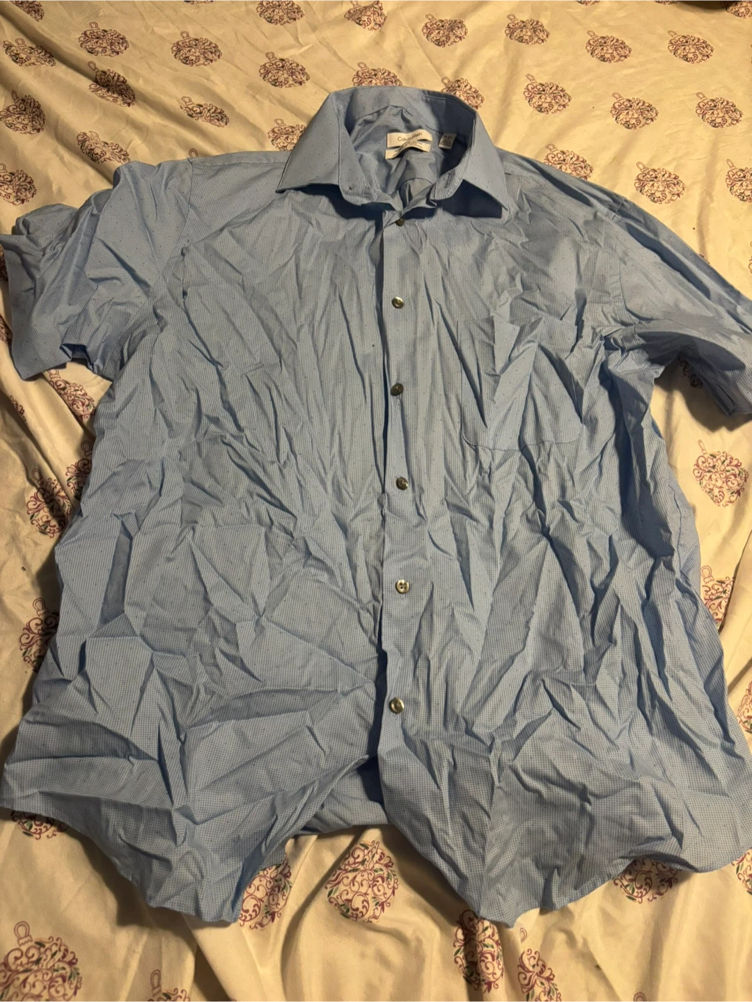 Calvin Klein Blue Regular Fit Short Sleeve Shirt
