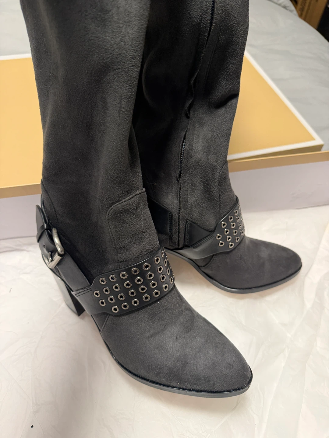 Michael Kors Brody OTK Stretch Suede Boots - Size 7