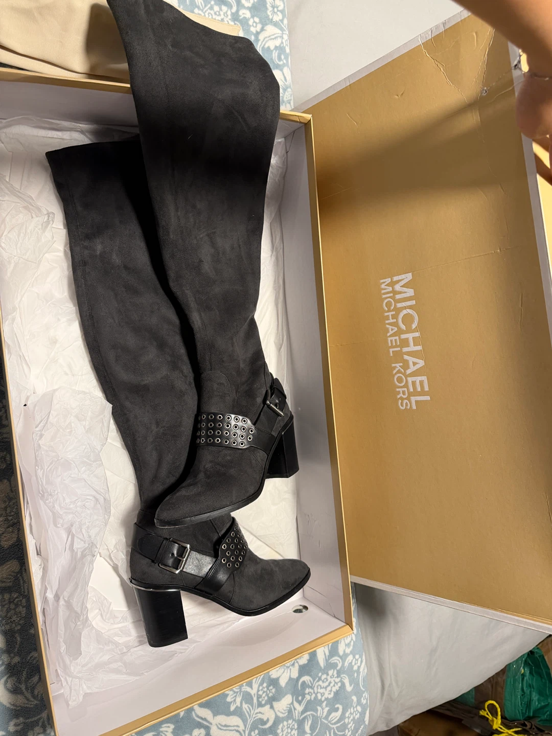 Michael Kors Brody OTK Stretch Suede Boots - Size 7 - photo 3