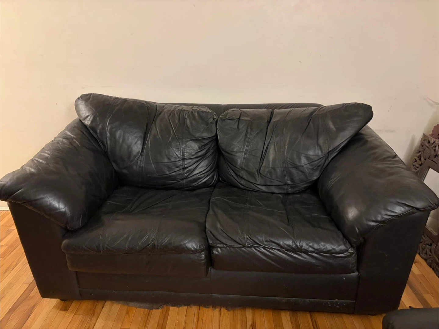 Black Leather Loveseat Sofa