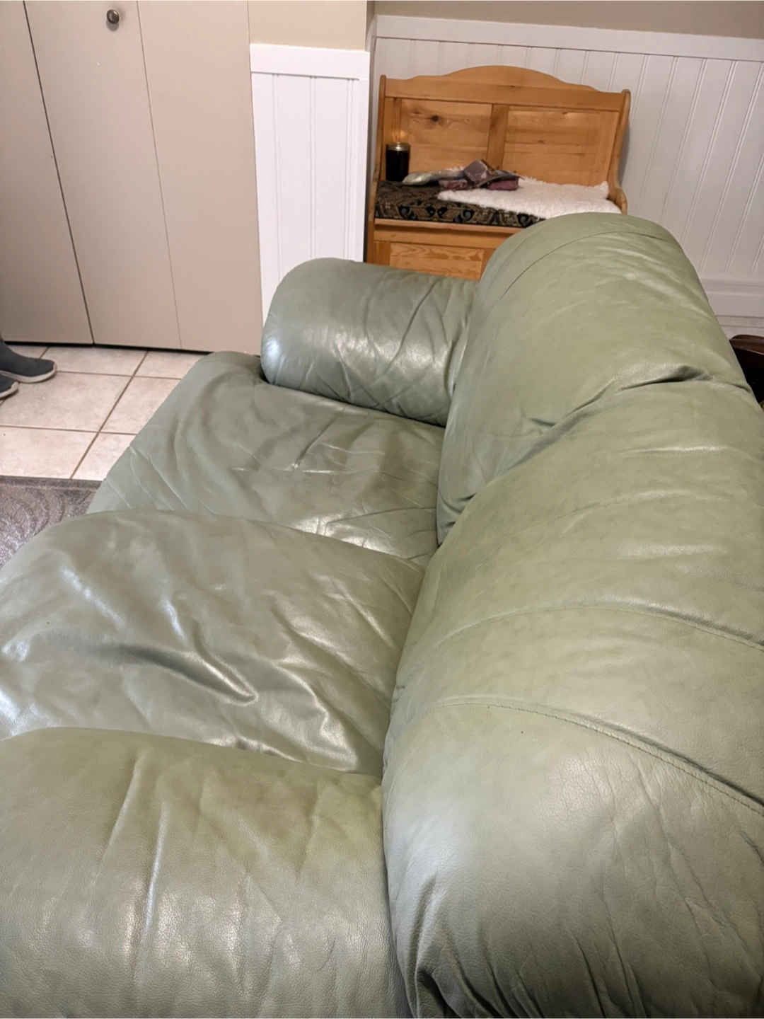 Leather Sofa - Light Green