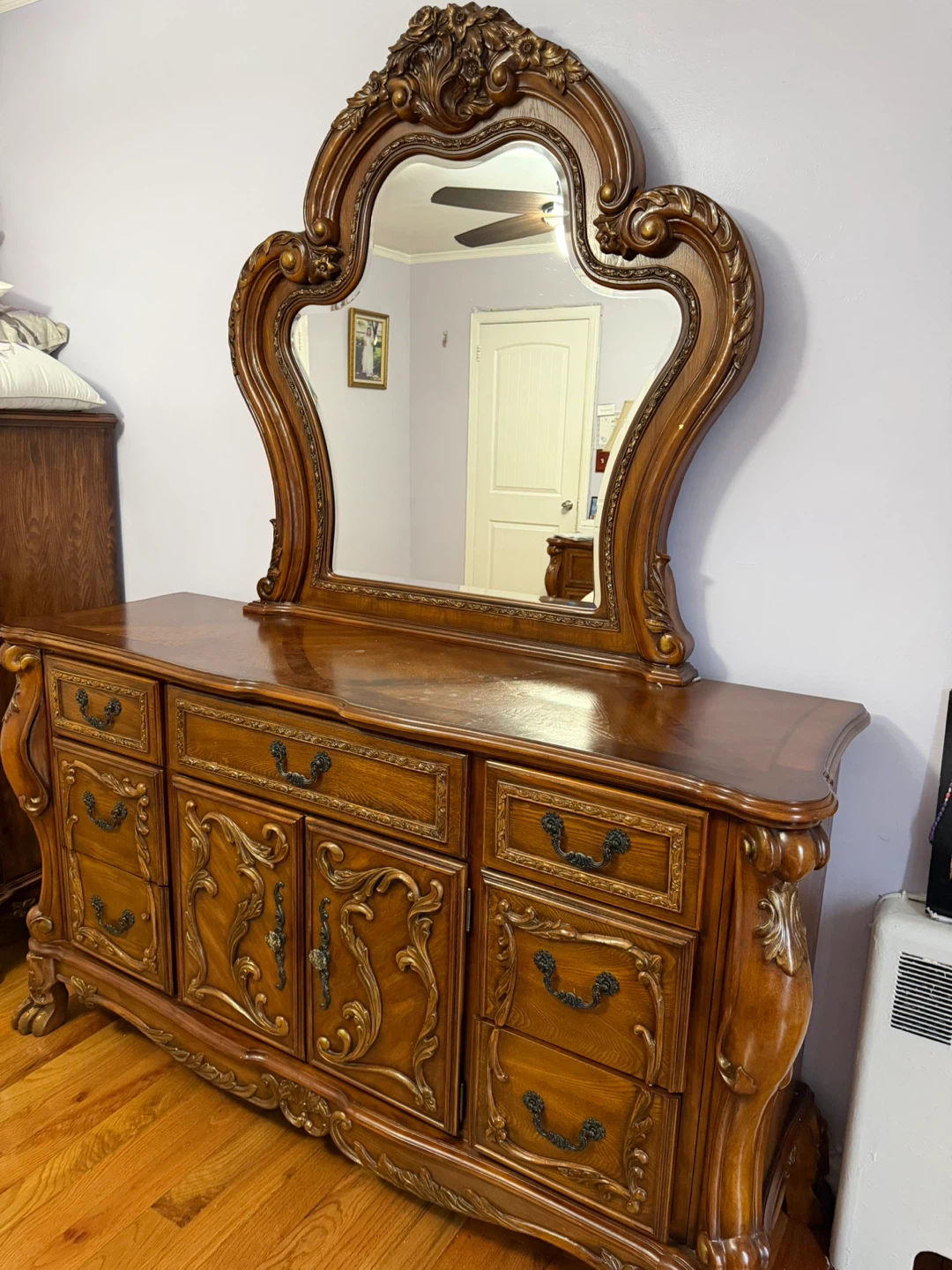 Brown Wood Dresser with Mirror