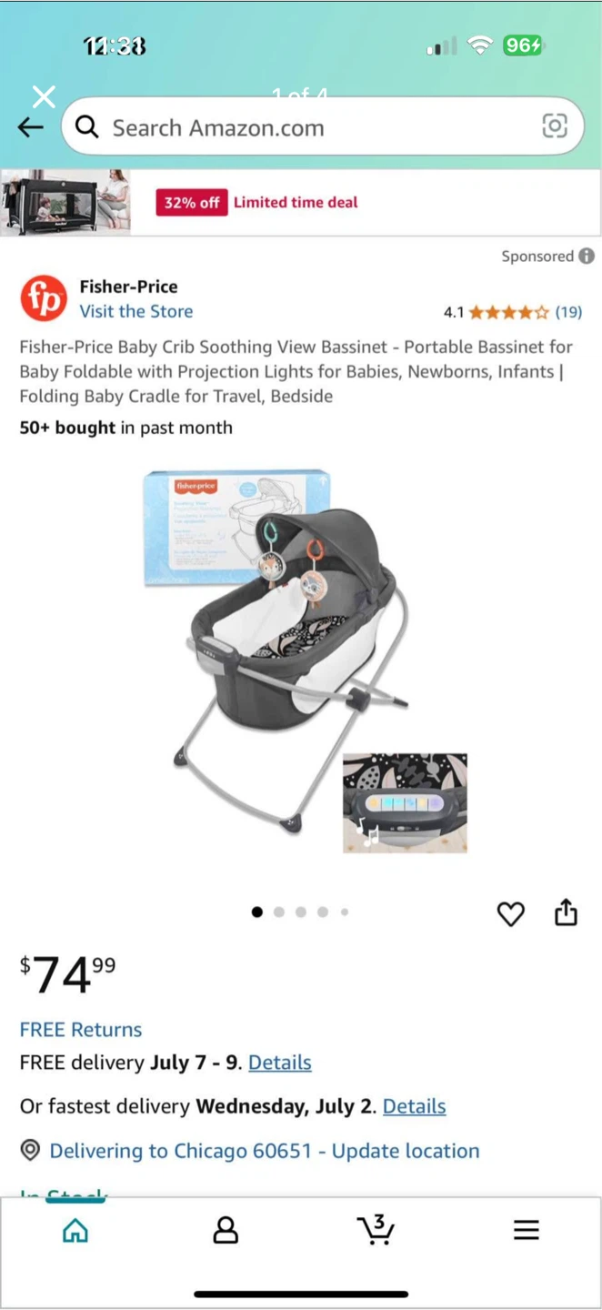 Fisher-Price Soothing View Baby Bassinet - photo 3